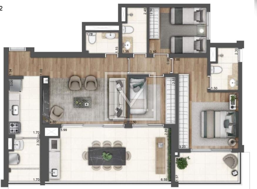 Apartamento com 3 dormitórios à venda, 107 m² por R$ 1.177.720,00 – Sacomã – São Paulo/SP — foto 3 de 17