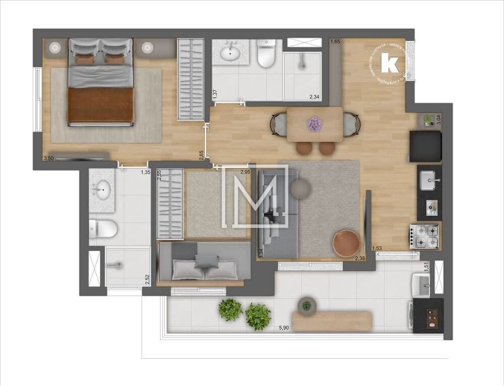Apartamento com 2 dormitórios à venda, 52 m² por R$ 537.600,00 – Vila Gumercindo – São Paulo/SP — foto 1